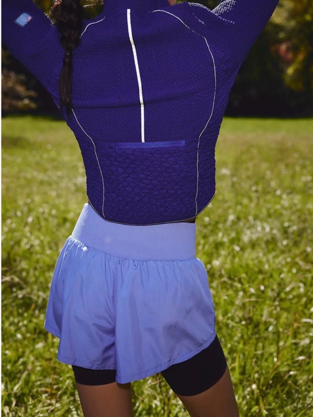 FP Movement by Free People Two-Layer Lilac Athletic Shorts with Black Liner